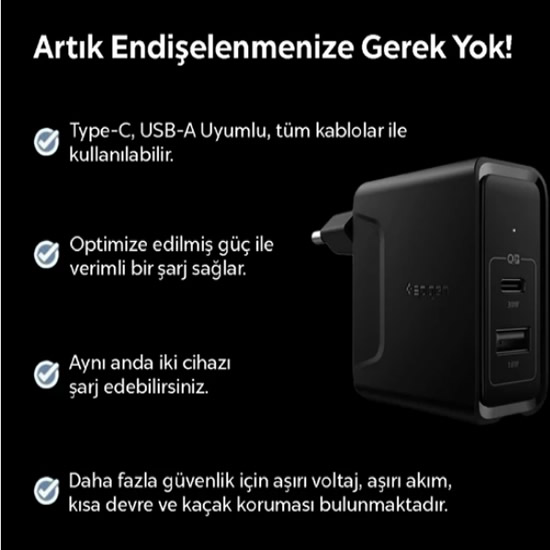 Spigen 48W Apple Hızlı Şarj Spigen 48W Apple Hızlı Şarj